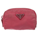 PRADA Pouch Nylon Pink Silver Auth ti3129-13