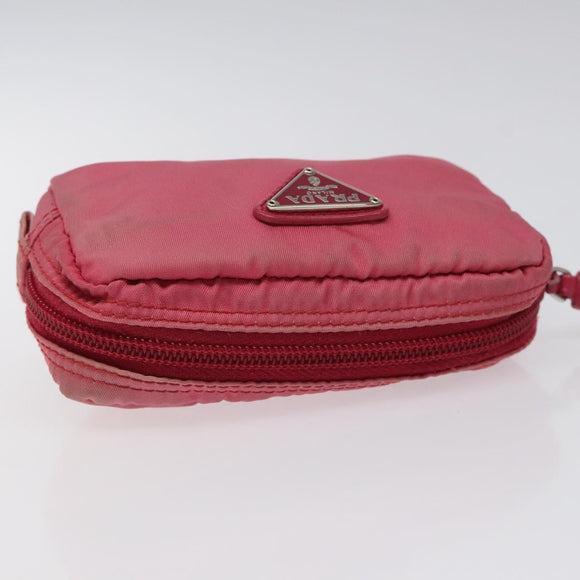 PRADA Pouch Nylon Pink Silver Auth ti3129