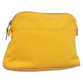 HERMES Bolide Pouch PM Canvas Yellow Gold Auth ti3130