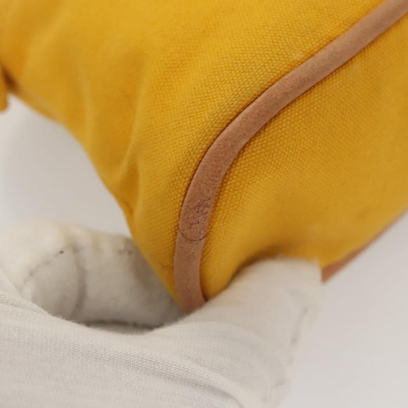 HERMES Bolide Pouch PM Canvas Yellow Gold Auth ti3130