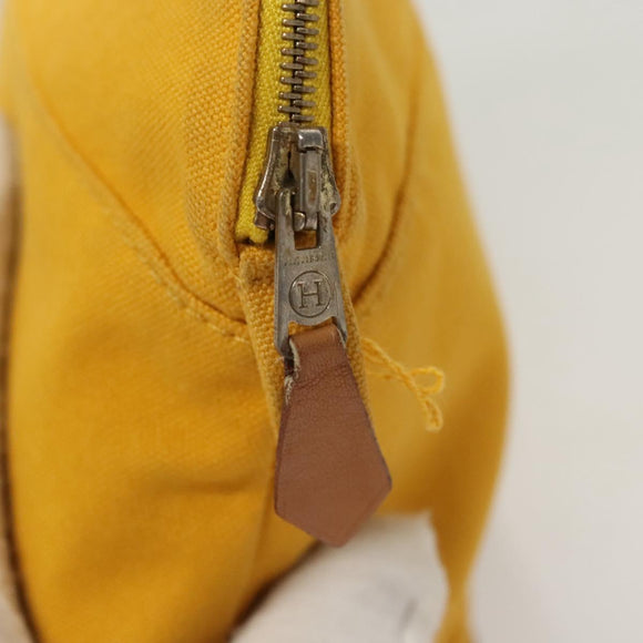 HERMES Bolide Pouch PM Canvas Yellow Gold Auth ti3130