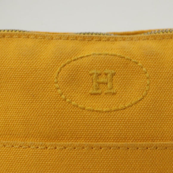 HERMES Bolide Pouch PM Canvas Yellow Gold Auth ti3130