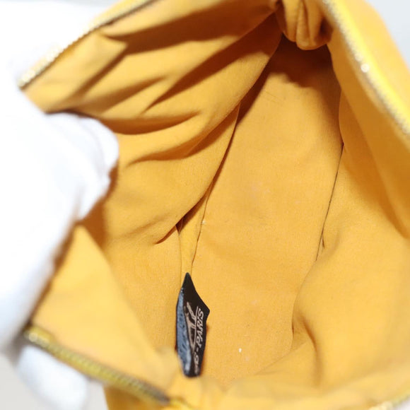 HERMES Bolide Pouch PM Canvas Yellow Gold Auth ti3130