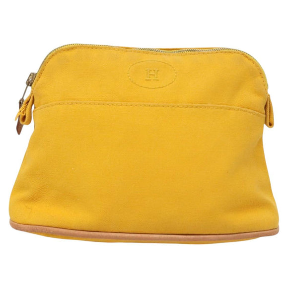 HERMES Bolide Pouch PM Canvas Yellow Gold Auth ti3130