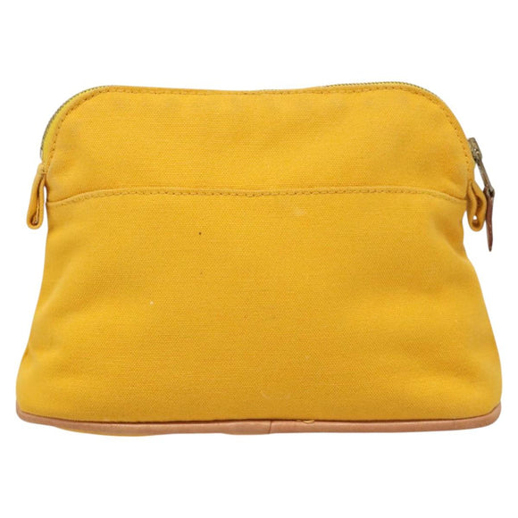 HERMES Bolide Pouch PM Canvas Yellow Gold Auth ti3130