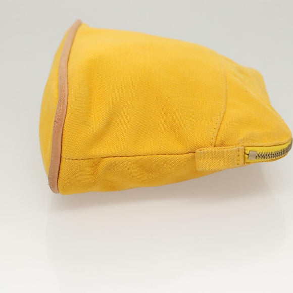 HERMES Bolide Pouch PM Canvas Yellow Gold Auth ti3130