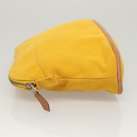 HERMES Bolide Pouch PM Canvas Yellow Gold Auth ti3130