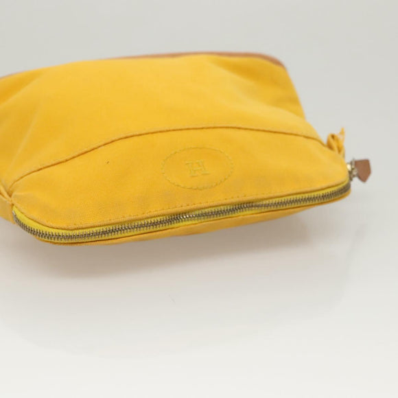 HERMES Bolide Pouch PM Canvas Yellow Gold Auth ti3130