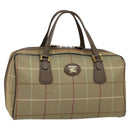 Burberrys Nova Check Boston Bag Canvas Beige Gold Auth ti3132-1