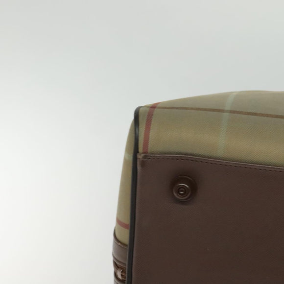 Burberrys Nova Check Boston Bag Canvas Beige Gold Auth ti3132