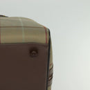 Burberrys Nova Check Boston Bag Canvas Beige Gold Auth ti3132-11