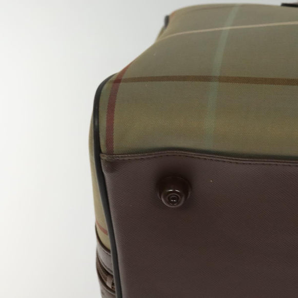 Burberrys Nova Check Boston Bag Canvas Beige Gold Auth ti3132