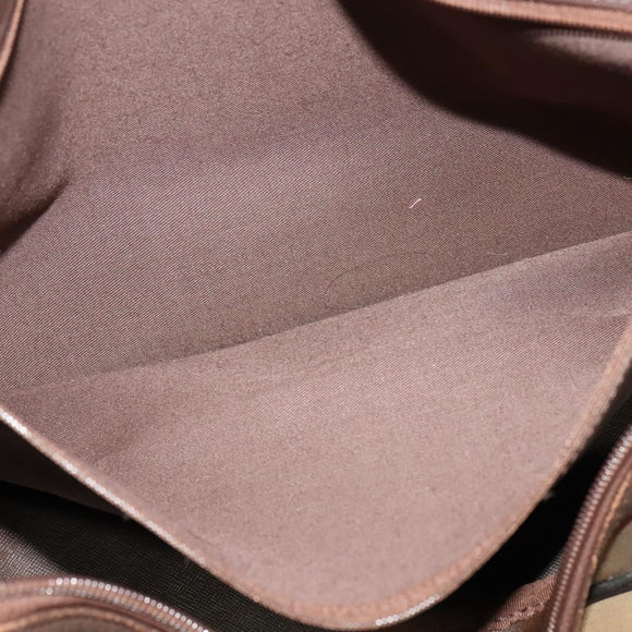 Burberrys Nova Check Boston Bag Canvas Beige Gold Auth ti3132