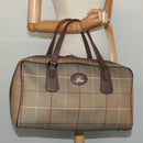 Burberrys Nova Check Boston Bag Canvas Beige Gold Auth ti3132-19