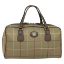 Burberrys Nova Check Boston Bag Canvas Beige Gold Auth ti3132-2