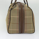 Burberrys Nova Check Boston Bag Canvas Beige Gold Auth ti3132-4