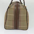 Burberrys Nova Check Boston Bag Canvas Beige Gold Auth ti3132-5