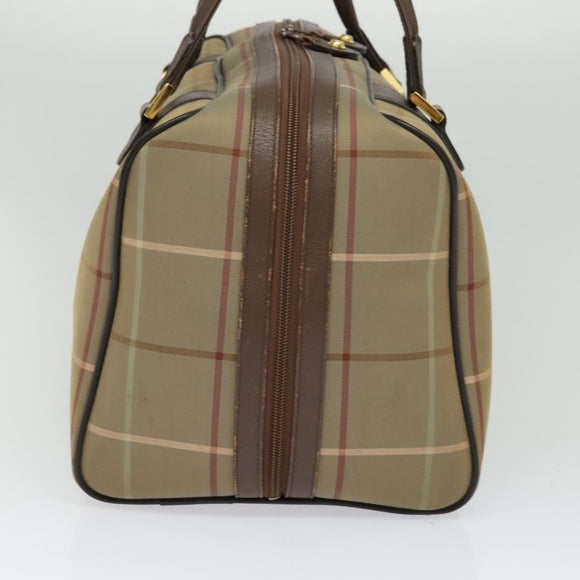 Burberrys Nova Check Boston Bag Canvas Beige Gold Auth ti3132