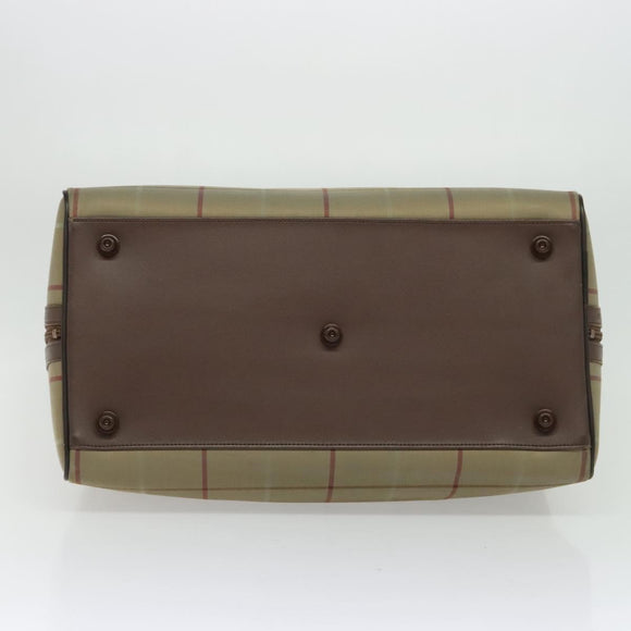 Burberrys Nova Check Boston Bag Canvas Beige Gold Auth ti3132