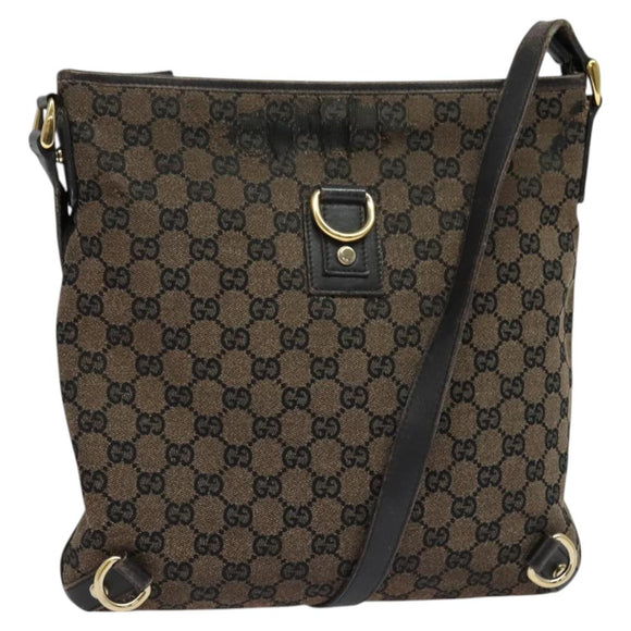 GUCCI GG Canvas Abbey Shoulder Bag Outlet Brown Gold 272400 Auth ti3133