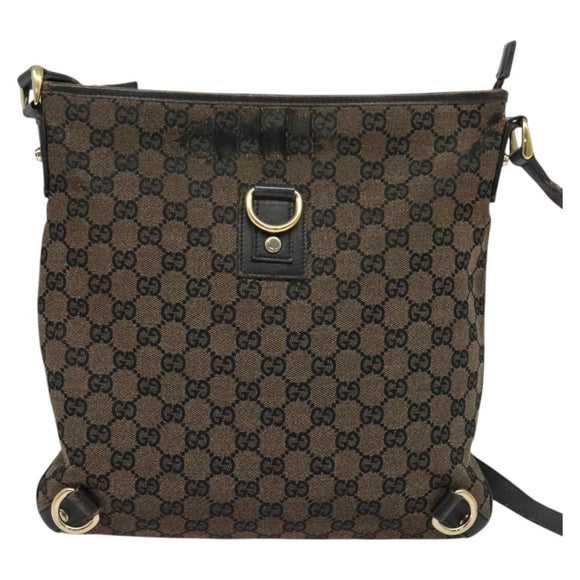 GUCCI GG Canvas Abbey Shoulder Bag Outlet Brown Gold 272400 Auth ti3133