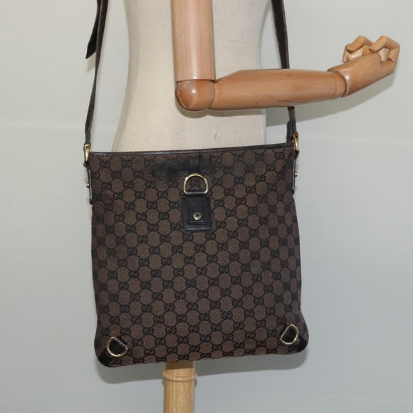 GUCCI GG Canvas Abbey Shoulder Bag Outlet Brown Gold 272400 Auth ti3133
