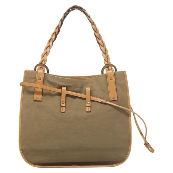 GUCCI Shoulder Bag Canvas Leather Beige Brown 110295 Auth ti3134