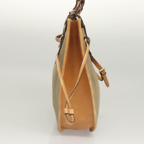GUCCI Shoulder Bag Canvas Leather Beige Brown 110295 Auth ti3134