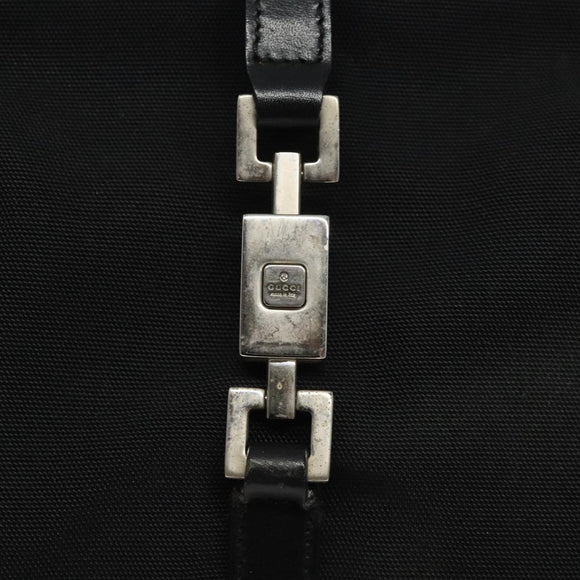 GUCCI Jackie Hand Bag Nylon Black Silver 002 1071 Auth ti3135