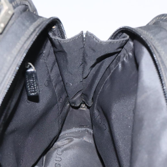 GUCCI Jackie Hand Bag Nylon Black Silver 002 1071 Auth ti3135