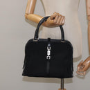 GUCCI Jackie Hand Bag Nylon Black Silver 002 1071 Auth ti3135-23