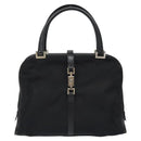 GUCCI Jackie Hand Bag Nylon Black Silver 002 1071 Auth ti3135-13
