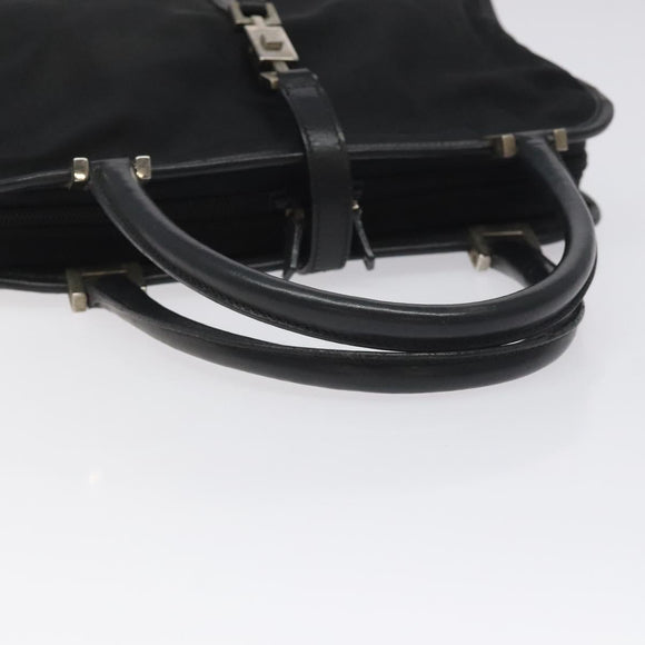 GUCCI Jackie Hand Bag Nylon Black Silver 002 1071 Auth ti3135