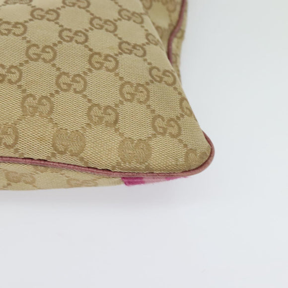 GUCCI GG Canvas Sherry Line Shoulder Bag Beige Gold 144388 Auth ti3136