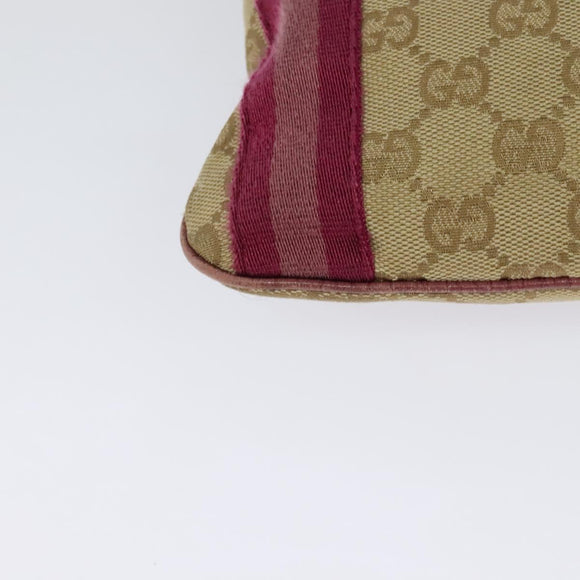 GUCCI GG Canvas Sherry Line Shoulder Bag Beige Gold 144388 Auth ti3136