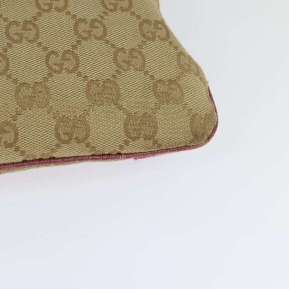 GUCCI GG Canvas Sherry Line Shoulder Bag Beige Gold 144388 Auth ti3136