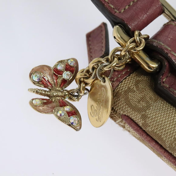 GUCCI GG Canvas Sherry Line Shoulder Bag Beige Gold 144388 Auth ti3136