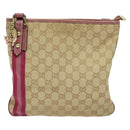GUCCI GG Canvas Sherry Line Shoulder Bag Beige Gold 144388 Auth ti3136-13