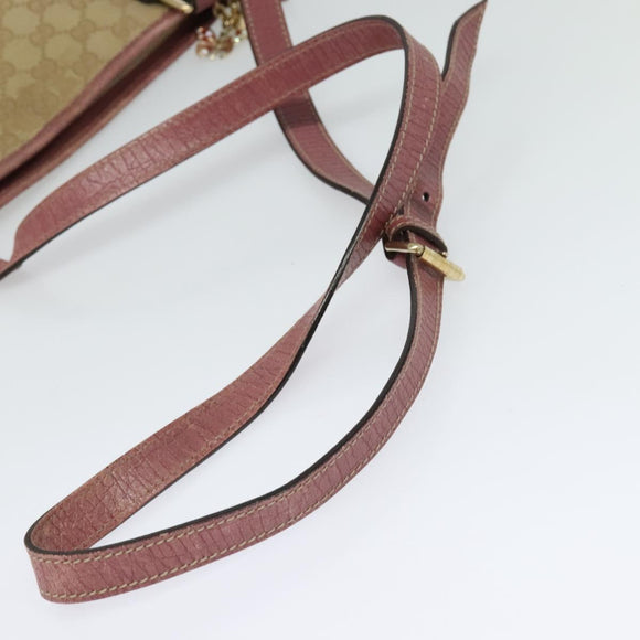 GUCCI GG Canvas Sherry Line Shoulder Bag Beige Gold 144388 Auth ti3136