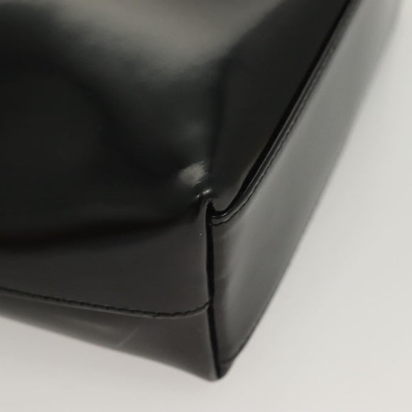 GUCCI Hand Bag Enamel 2way Black Gold 000 2113 0553 Auth ti3137