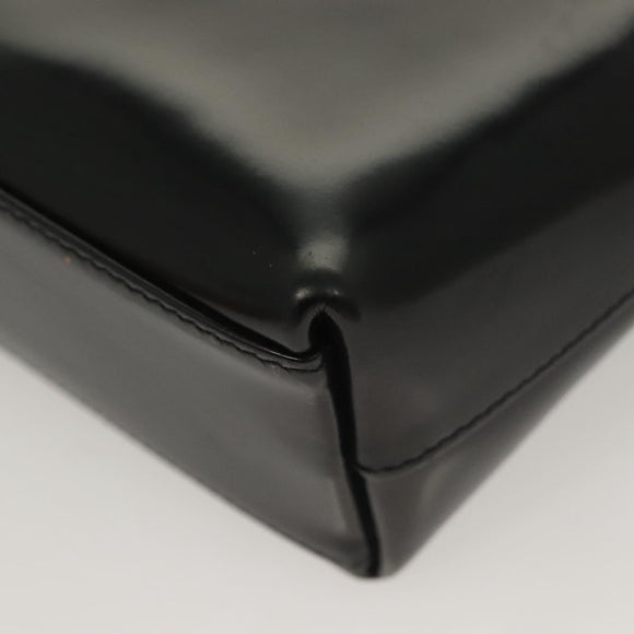 GUCCI Hand Bag Enamel 2way Black Gold 000 2113 0553 Auth ti3137