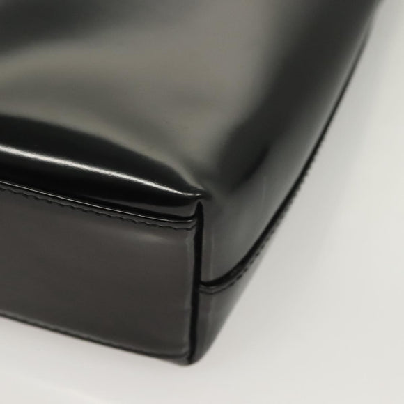 GUCCI Hand Bag Enamel 2way Black Gold 000 2113 0553 Auth ti3137