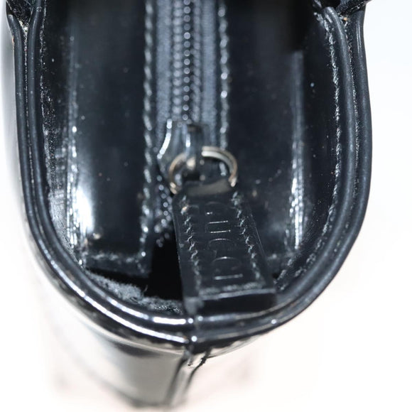 GUCCI Hand Bag Enamel 2way Black Gold 000 2113 0553 Auth ti3137