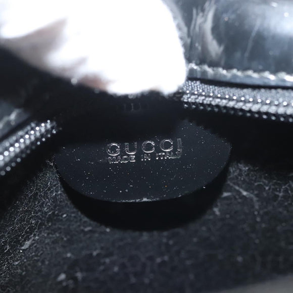 GUCCI Hand Bag Enamel 2way Black Gold 000 2113 0553 Auth ti3137