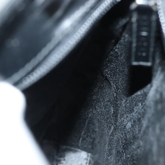 GUCCI Hand Bag Enamel 2way Black Gold 000 2113 0553 Auth ti3137