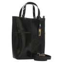 GUCCI Hand Bag Enamel 2way Black Gold 000 2113 0553 Auth ti3137-1