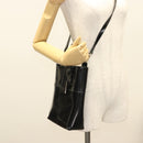 GUCCI Hand Bag Enamel 2way Black Gold 000 2113 0553 Auth ti3137-23