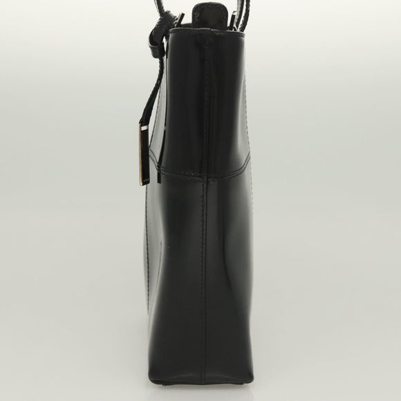 GUCCI Hand Bag Enamel 2way Black Gold 000 2113 0553 Auth ti3137