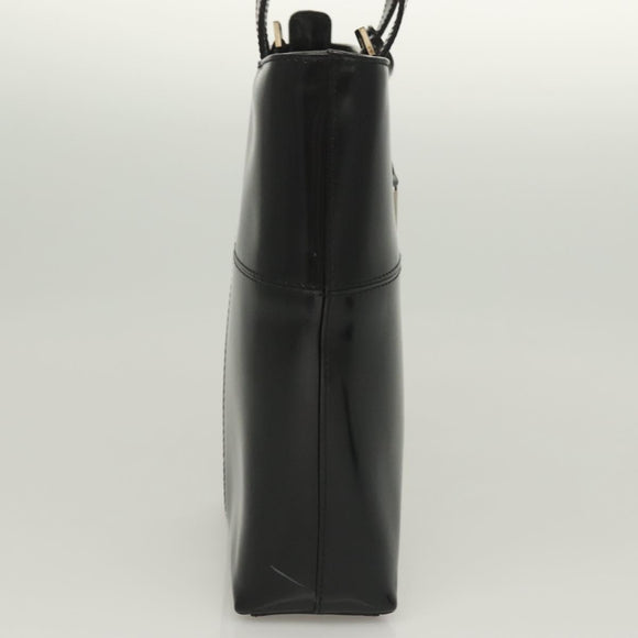 GUCCI Hand Bag Enamel 2way Black Gold 000 2113 0553 Auth ti3137