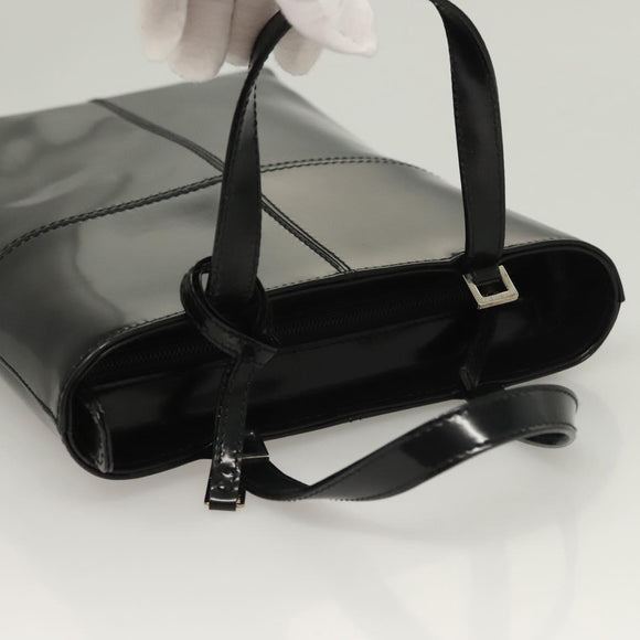 GUCCI Hand Bag Enamel 2way Black Gold 000 2113 0553 Auth ti3137